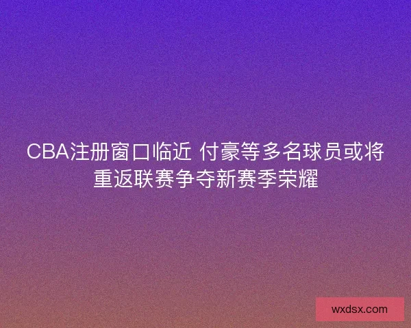 CBA注册窗口临近 付豪等多名球员或将重返联赛争夺新赛季荣耀