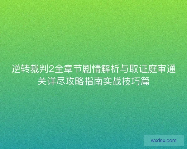 逆转裁判2全章节剧情解析与取证庭审通关详尽攻略指南实战技巧篇