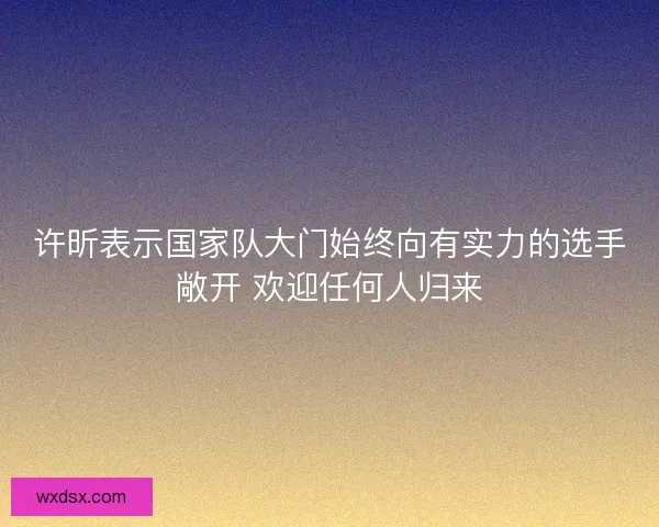许昕表示国家队大门始终向有实力的选手敞开 欢迎任何人归来